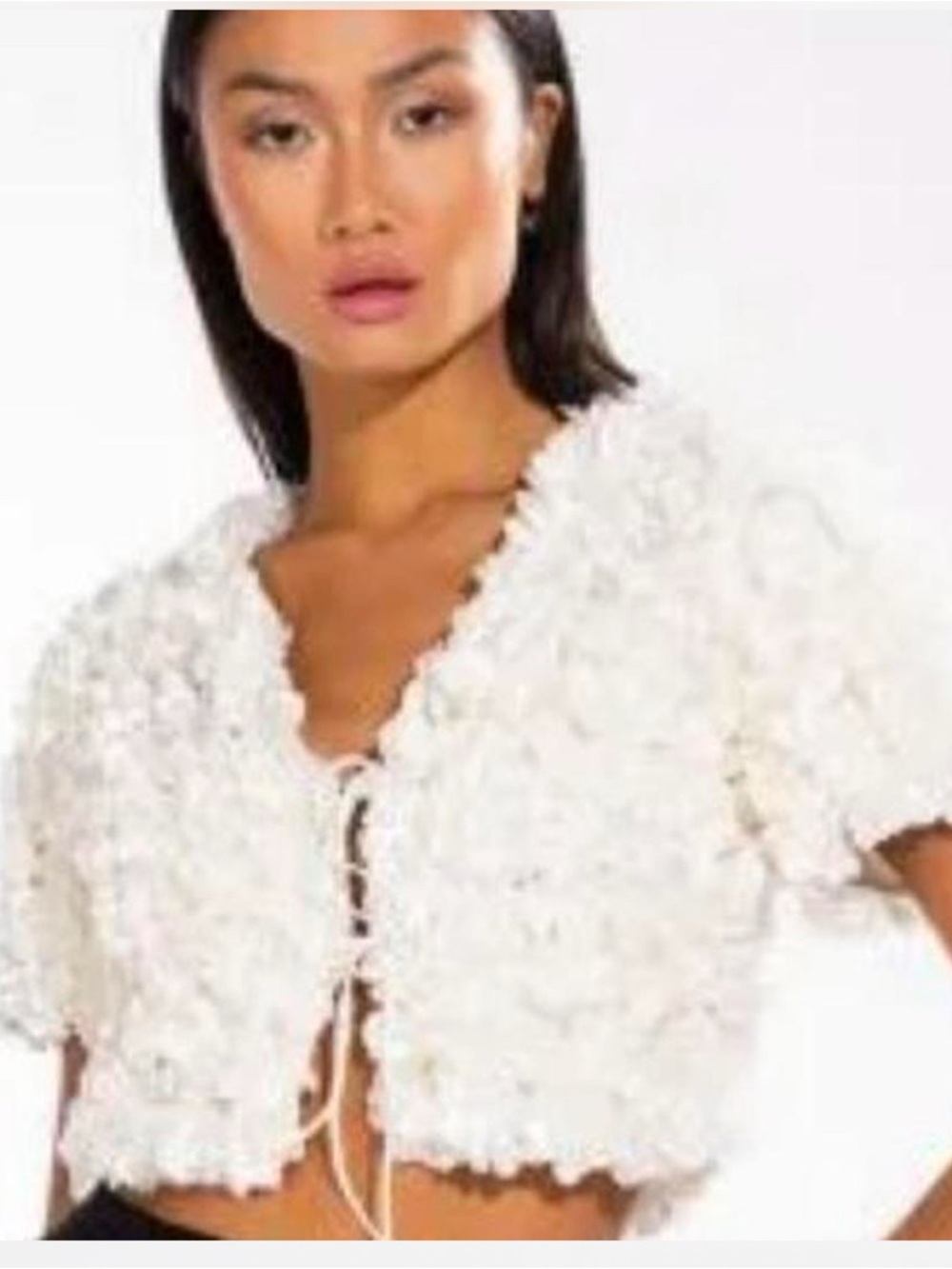AKIRA White Floral Appliqué Crop Top